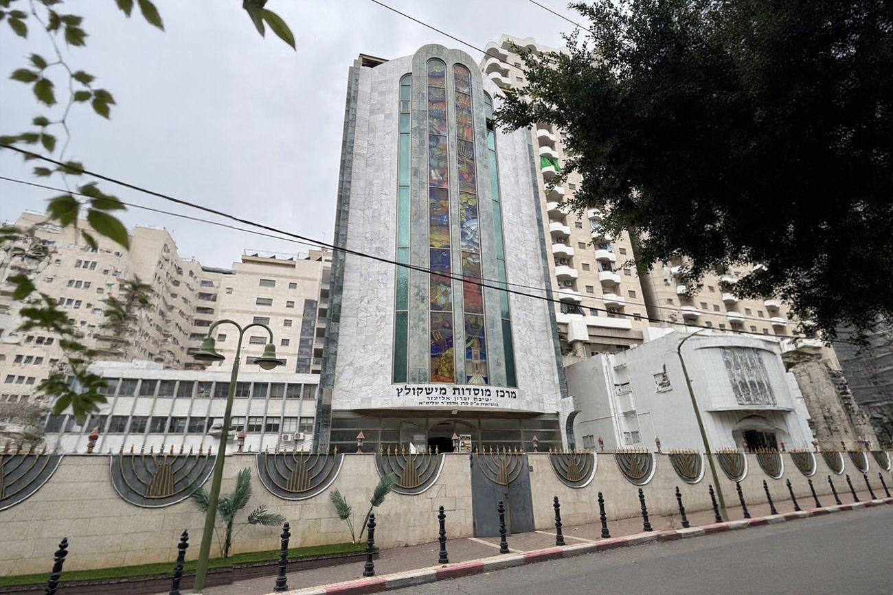 ויטראז' 21 מטר גובה עיטור חזית מרכז מוסדות מישקולץ